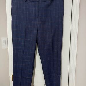 NWT Tahari Blue Checkered Plaid Pants 14P petite